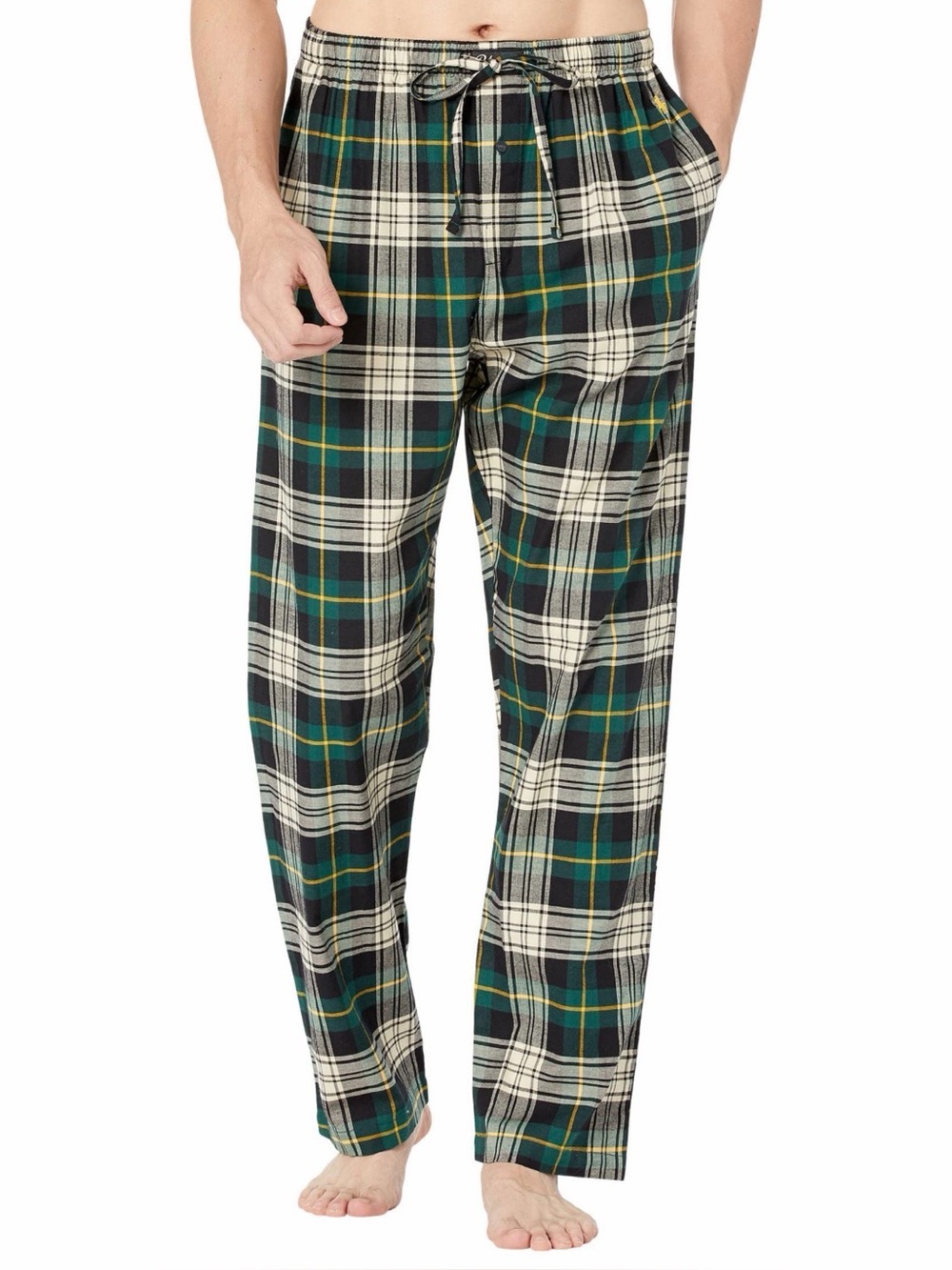 POLO RALPH LAUREN Flannel Classic Pajama Pants Plaid/Gold Bugle Pony Comfy Sz S